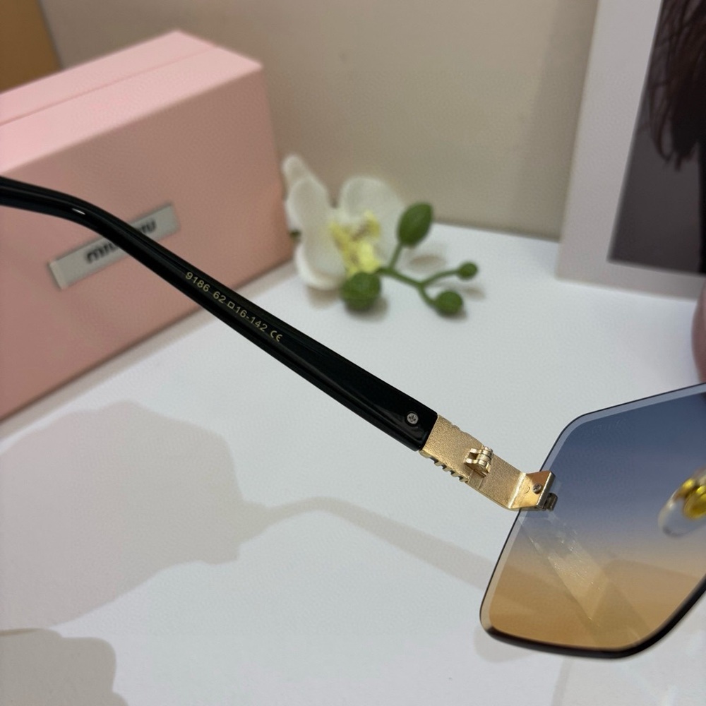 Miu Miu Blue-to-Gold Gradient Rimless Square Sunglasses - Picture 8 of 8